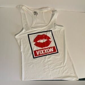 Vixxon by Dixxon Women’s white racerback tank top, size large